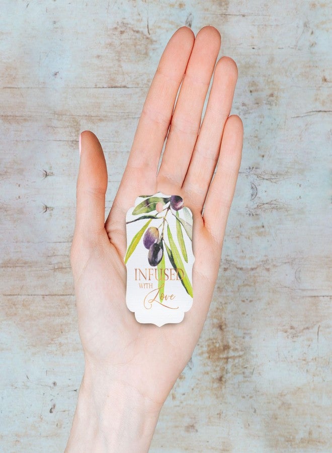 Summer-Ray.com Summer-Ray 50pcs Watercolor Olive Twig Infused with Love Gift Tags Olive Our Love and Thanks Greek Wedding (White, Little Violin) - Image 4